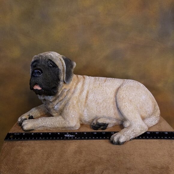 Dog Large Figurine - Mastiff Style - Older Resin - Picture 7 of 13